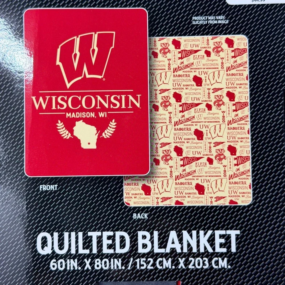 Northwest Wisconsin Badgers Quilted Blanket 60x80 University of Wisconsin NEW